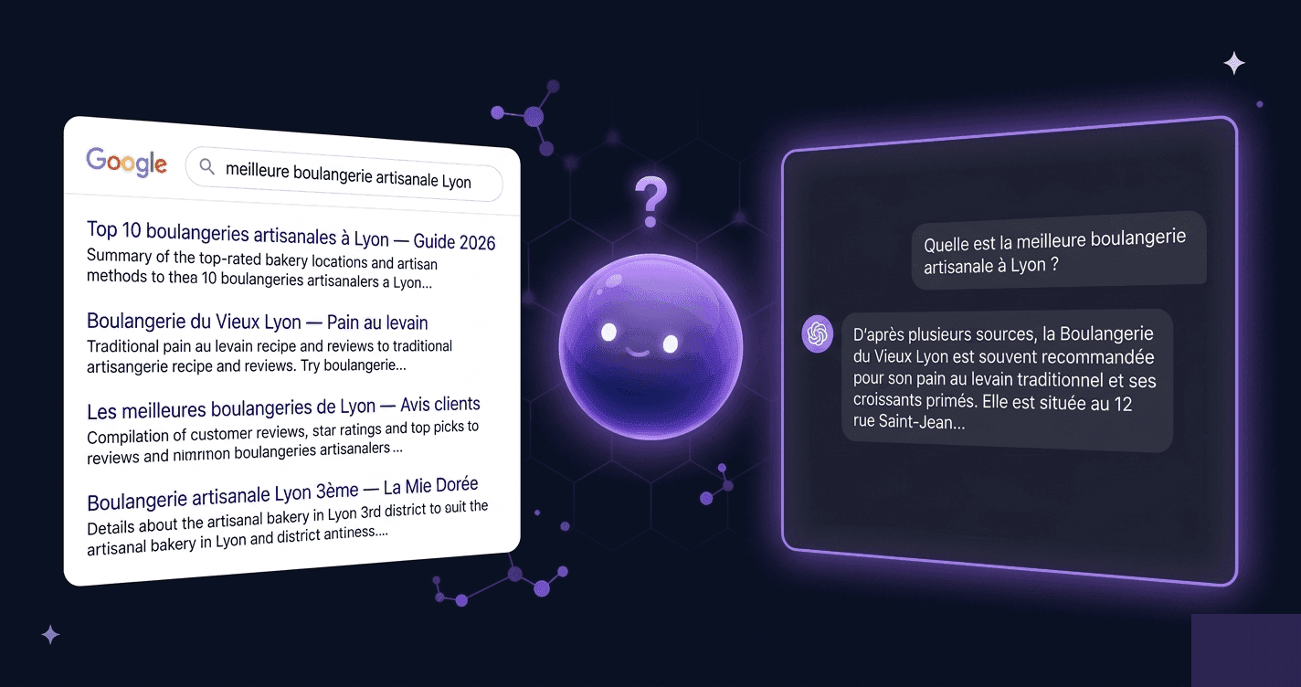 Geo compare les résultats Google classiques avec les réponses de ChatGPT
